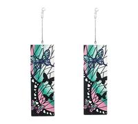 XIGAWAY Anime Demon Shinobu Boucles d'oreilles pendantes en forme de papillon, Pierre,