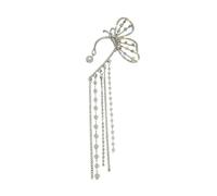 XIGAWAY Boucle d'oreille papillon à pompons pour femme, fausses perles et strass, clip d'oreille non percé, ensemble gauche et droit, bijou minimaliste cadeau