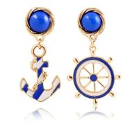 XIGAWAY Boucles d'oreilles à tige en alliage bleu et blanc pour femme