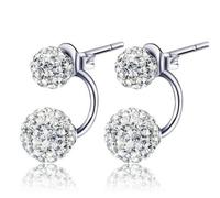 XIGAWAY Boucles d'oreilles à tige en forme de boule de cristal pour femme, en alliage argenté, minimaliste, 2,8 x 1,1 cm, bijou d'oreille délicat et étincelant, style hiver 2025 naturel