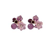 XIGAWAY Boucles d'oreilles à tige géométriques en forme de fleur en oxyde de zirconium pour femme, clous colorés violets, verts, bleus, roses, jaunes, style coréen japonais, Small, Métal, Pas de gemme