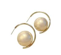 XIGAWAY Boucles d'oreilles à tige vintage avec perles synthétiques dorées et argentées, bijoux géométriques, Petit, Perle d'imitation, Pas de pierre précieuse