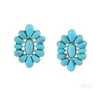 XIGAWAY Boucles d'oreilles asymétriques en forme de fleur pour femme, boucles d'oreilles asymétriques surdimensionnées turquoises blanches, 12 g en résine, bijoux pour une mode audacieuse, Small