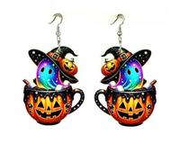 XIGAWAY Boucles d'oreilles en acrylique citrouille et fantôme pour homme et femme, boucles d'oreilles pendantes colorées pour Halloween automne 2025
