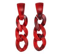 XIGAWAY Boucles d'oreilles en acrylique rouge pour femme Motif géométrique Lien 3D