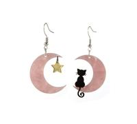 XIGAWAY Boucles d'oreilles en forme d'animal avec lune et étoiles - Boucles d'oreilles pendantes en acrylique pour femme, Small, Acrylique, pas de pierres précieuses