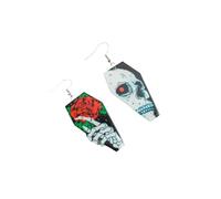 XIGAWAY Boucles d'Oreilles Femme Halloween Acrylique Double Face Masque Gothique Tête de Mort Rose Tête de Mort