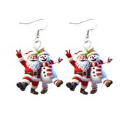 XIGAWAY Boucles d'oreilles festives, boucles d'oreilles pendantes vintage bonhomme de neige et Père Noël pour homme et femme