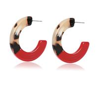 XIGAWAY Boucles d'oreilles géométriques en forme de C pour femme, boucles d'oreilles à tige en acétate bicolore, 4 cm, bijoux bohèmes, Petit, acétate de cellulose, Pas de pierre précieuse