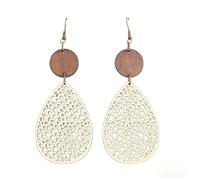 XIGAWAY Boucles d'oreilles géométriques vintage découpées pour femme - Boucles d'oreilles pendantes en toile d'araignée et bois en cuir synthétique, 8 couleurs (beige, kaki, noir, bleu, or, marron