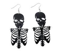 XIGAWAY Boucles d'oreilles gothiques en acrylique noir et blanc pour femme avec motif tête de mort, Small, Acrylique, Pas de gemme