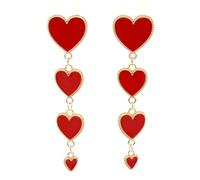 XIGAWAY Boucles d'oreilles pendantes à quatre cœurs style Lolita pour femme 8 x 2 cm, Small, Métal, Pas de gemme