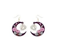 XIGAWAY Boucles d'oreilles pendantes d'Halloween en bois pour femme, fantôme effrayant, personnage de dessin animé, boucles d'oreilles pendantes amusantes de style Ins, Small, Bois, Pas de gemme