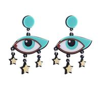 XIGAWAY Boucles d'oreilles pendantes en acrylique avec œil et étoile imprimées pour femme - Boucles d'oreilles pendantes tendance pour l'hiver 2025 - Cadeau unique pour personnalité artistique
