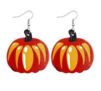 XIGAWAY Boucles d'oreilles pendantes en cuir de dinde de Thanksgiving pour femme, motif géométrique en forme de U, tête de mort citrouille, Small, Simili cuir, Pas de gemme