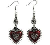 XIGAWAY Boucles d'oreilles pendantes en forme de cœur en forme de goutte d'huile rouge pour homme et femme en alliage (boucles d'oreilles en forme de cœur galvanisées pour un usage quotidien)