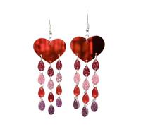 XIGAWAY Boucles d'oreilles pendantes en forme de cœur en forme de goutte pour femme, style vintage en acrylique rouge
