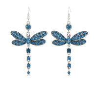 XIGAWAY Boucles d'oreilles pendantes en forme de libellule avec frange, rouge, bleu, noir, multicolore, boucles d'oreilles pendantes en alliage inspirées de la nature, Small, Métal, Pas de gemme