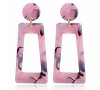 XIGAWAY Boucles d'oreilles pendantes en forme de rectangle avec motif en résine, boucles d'oreilles pendantes multicolores abstraites pour femmes, bijoux de mode pour les déplacements, Petit