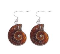 XIGAWAY Boucles d'oreilles pendantes en forme d'escargot naturel et d'ammonite en spirale