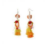 XIGAWAY Boucles d'oreilles pendantes pour femme avec breloques à thème et franges de perles, Small, Zinc, Pas de gemme