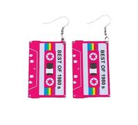 XIGAWAY Boucles d'oreilles rétro audio, double face, en acrylique, motif géométrique, pour femme, 7 x 3 cm, Small, Acrylique, Pas de gemme