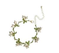 XIGAWAY Bracelet à fleurs avec clochette et fleur, convient pour les femmes, joli et réglable, style forêt bohémienne, taille unique, Métal, Pas de gemme