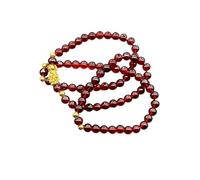 XIGAWAY Bracelet à trois brins de perles rouges pour homme et femme, bracelet en perles de verre de 6 mm avec breloque créature mythique, bracelet extensible réglable, été 2025