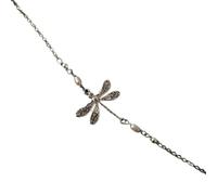 XIGAWAY Bracelet de cheville libellule avec chaîne de perles, 22 cm, réglable, bijou délicat en alliage argenté antique, pour femme