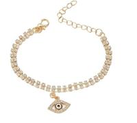 XIGAWAY Bracelet étincelant réglable à deux couches pour femme - Bracelet à breloques en alliage avec détails cœur et yeux, bijoux de fête élégants (6 options de couleur), taille unique, Métal, Pas de