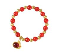 XIGAWAY Bracelet extensible de style agate avec breloque lapin, bracelet ethnique bohème en perles de verre pour femme, cadeau empilable réglable en 4 couleurs (blanc, rouge, vert, jaune), taille