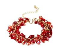 XIGAWAY Bracelet extensible en perles de cristal pour femme, vert, bleu, violet, 14 + 7 cm, bijou cadeau réglable, One Size, Cristal + pierre concassée, Pas de pierre précieuse