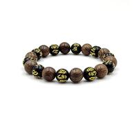 XIGAWAY Bracelet Mala unisexe réglable avec 20 perles en bois de 10 mm avec pendentif croix ou mantra, coffret cadeau, taille unique, Bois, Pas de pierre précieuse