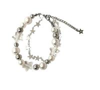 XIGAWAY Bracelet réglable en forme de cœur ouvert en oxyde de zirconium - Perle étoile superposée pour homme et femme, printemps 2025