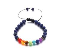 XIGAWAY Bracelet réglable en perles de pierre volcanique - Bracelet tressé unisexe fait main avec perles géométriques rondes (7 pierres, 8 couleurs), taille unique, Pierre, Pas de gemme