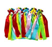 XIGAWAY Bracelet ruban élastique avec clochette, bracelet de pom-pom girl coloré pour les spectacles d'enfants, convient pour les fêtes sur scène, 5 couleurs (rouge, jaune, bleu, vert, orange), Small