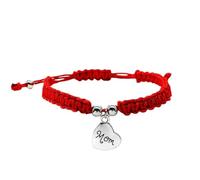 XIGAWAY Bracelet tressé fait à la main en fil rouge avec breloque lettre en alliage, design original unisexe pour usage quotidien et cadeau d'affaires (5,5 g), taille unique, Métal, Pas de gemme