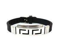 XIGAWAY Bracelet unisexe en silicone et acier inoxydable, bracelet sport classique avec pendentif en alliage, motif damier (croix / méandre), taille unique, Métal, Pas de gemme