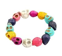 XIGAWAY Bracelet unisexe géométrique tête de mort avec incrustations de pierres colorées pour homme et femme, taille unique, Pierre, Pas de gemme