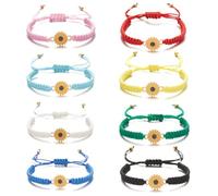 XIGAWAY Bracelets d'amitié faits à la main avec tournesol et marguerite pour femme, réglable de 16 à 28 cm, en corde, bijoux cadeau, One Size, corde tressée, Pas de pierre précieuse