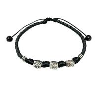 XIGAWAY Bracelets de cheville assortis pour couple - Bracelet de cheville réglable en cordon en cuir fait à la main avec breloque de protection pour les yeux, noir et rouge, printemps 2025, taille