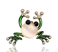 XIGAWAY Broche grenouille verte pour femme, épingle vintage en alliage sur le thème des animaux avec pierres synthétiques, accessoire de col unique pour veste, blazer