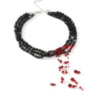 XIGAWAY Collier à franges en forme de goutte de sang pour femme, chaîne gothique multicouche avec perles foncées