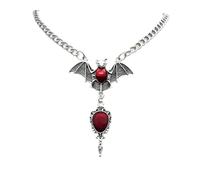 XIGAWAY Collier avec pendentif chauve-souris rouge pour femme, collier ras du cou gothique cramoisi en alliage style vintage, 1, Métal, Pas de gemme