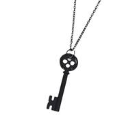 XIGAWAY Collier avec pendentif clé noire, chaîne à maillons en bambou, 12 g, réglable, 51-80 cm, unisexe, style gothique pour Halloween et bureau, 1, Métal, Pas de gemme