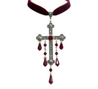 XIGAWAY Collier avec pendentif croix de style alternatif pour femme, collier ras du cou géométrique en alliage avec motif de croix détaillé en plusieurs finitions, 1, Métal, Pas de gemme