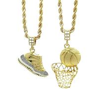 XIGAWAY Collier avec pendentif de basket-ball pour homme et femme, chaîne cubaine hip-hop, breloque vintage en alliage, bijou rétro unisexe, 1, Métal, Pas de gemme