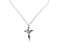 XIGAWAY Collier avec pendentif en forme de croix en émail et acier titane Hip Hop pour homme et femme 61-70 cm, 1, Acier titane, Pas de gemme