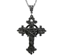 XIGAWAY Collier avec pendentif en forme de croix géométrique pour femme avec étoile et breloque florale, bijoux tendance en alliage pour bureau, été 2024, 1, Métal, Pas de gemme