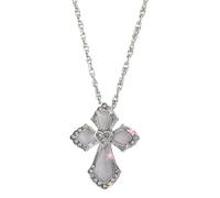 XIGAWAY Collier avec pendentif en forme de croix pour femme, émail et cristal
